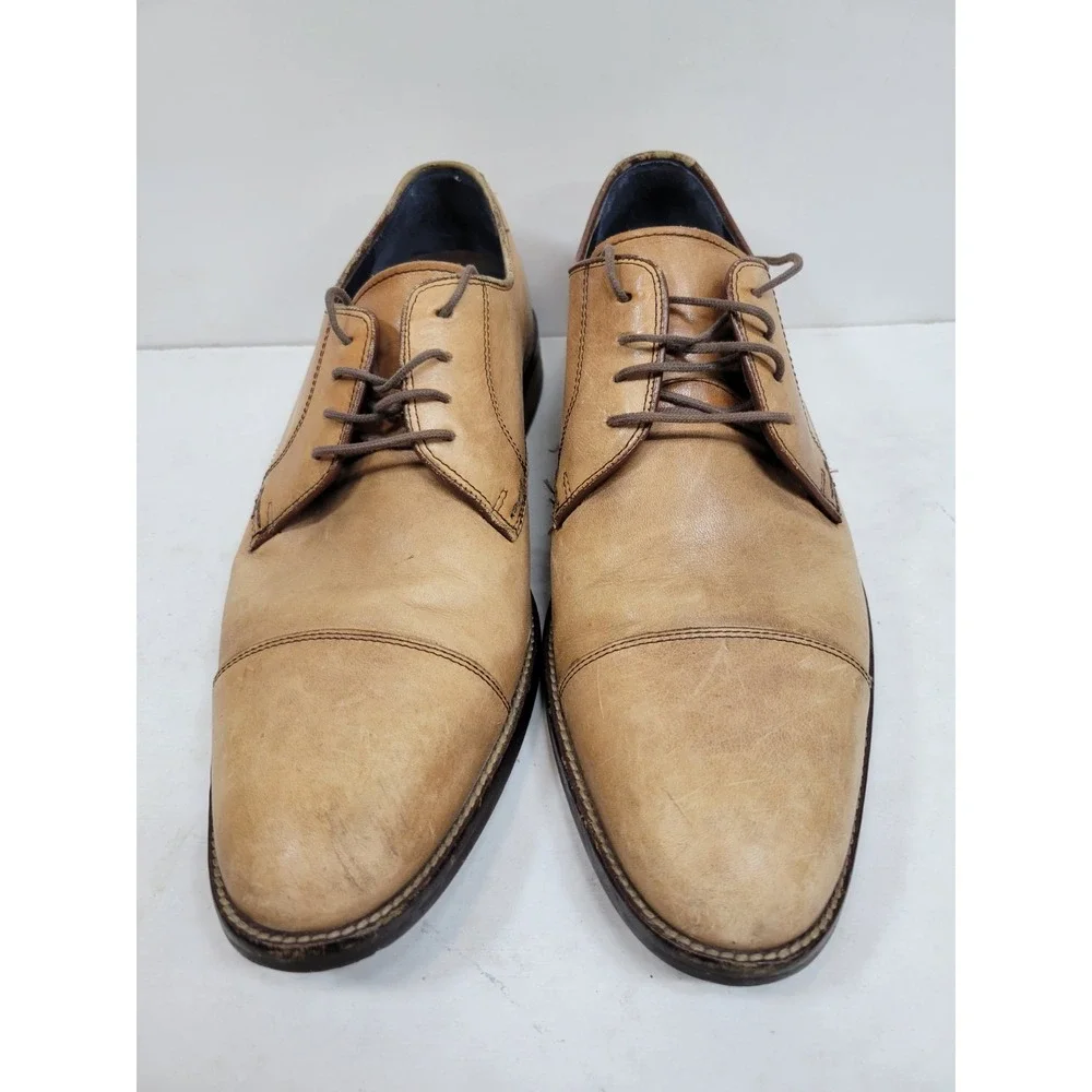 Cole Haan Men's 8.5M Tan Leather Cap Toe Oxford Dress Shoes Lace Up Casual C1632